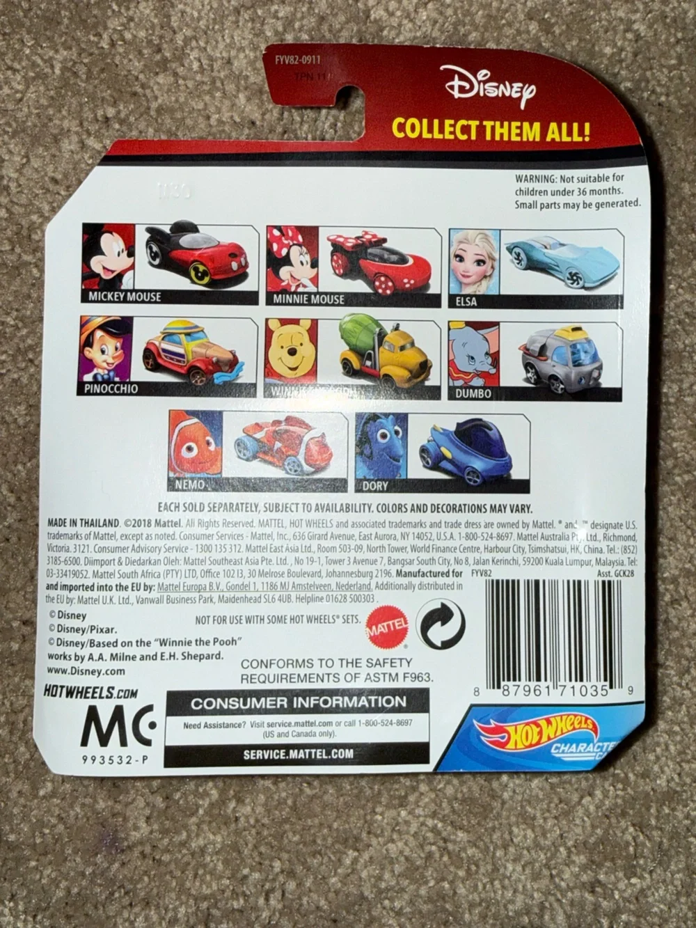Disney Hot Wheels Minnie Mouse Character Car New in Package